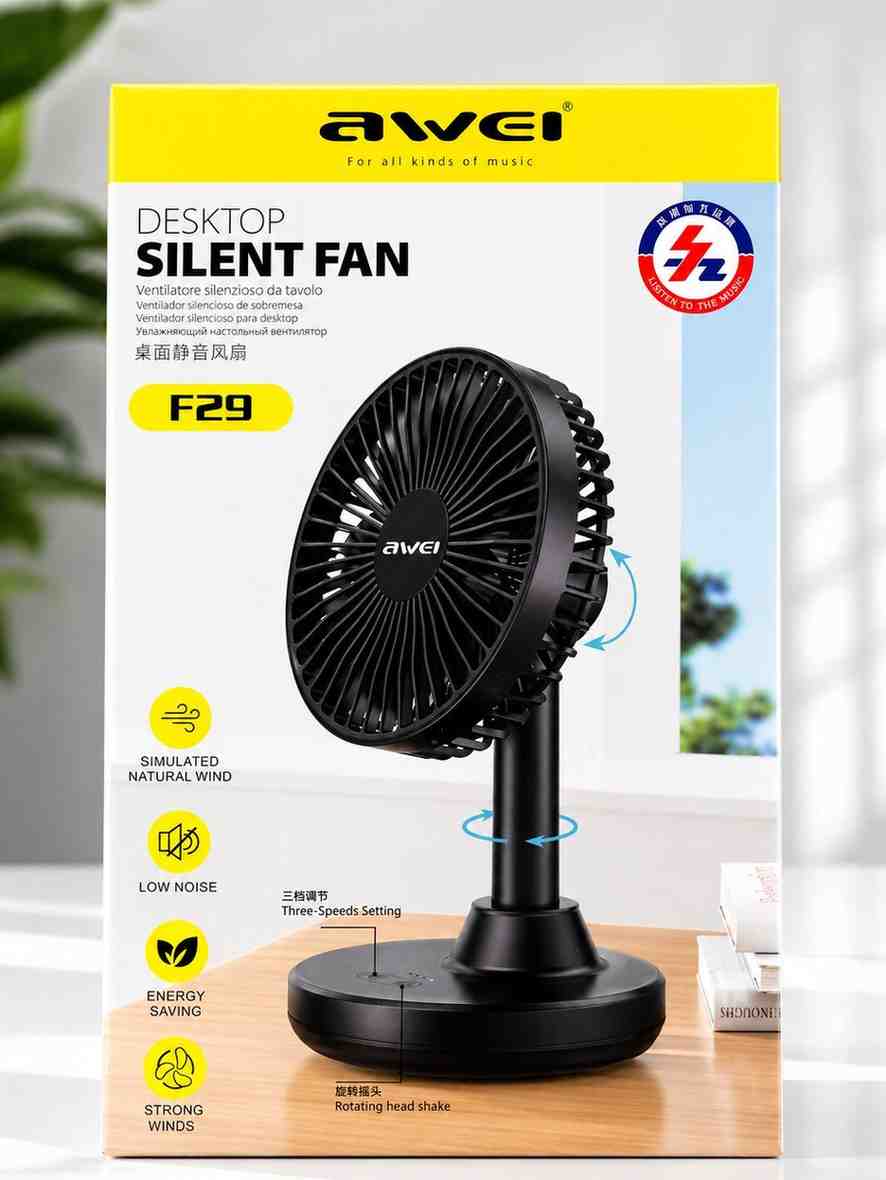 Awei F29  রিচার্জেবল ডেক্সটপ সাইলেন্ট ফ্যান